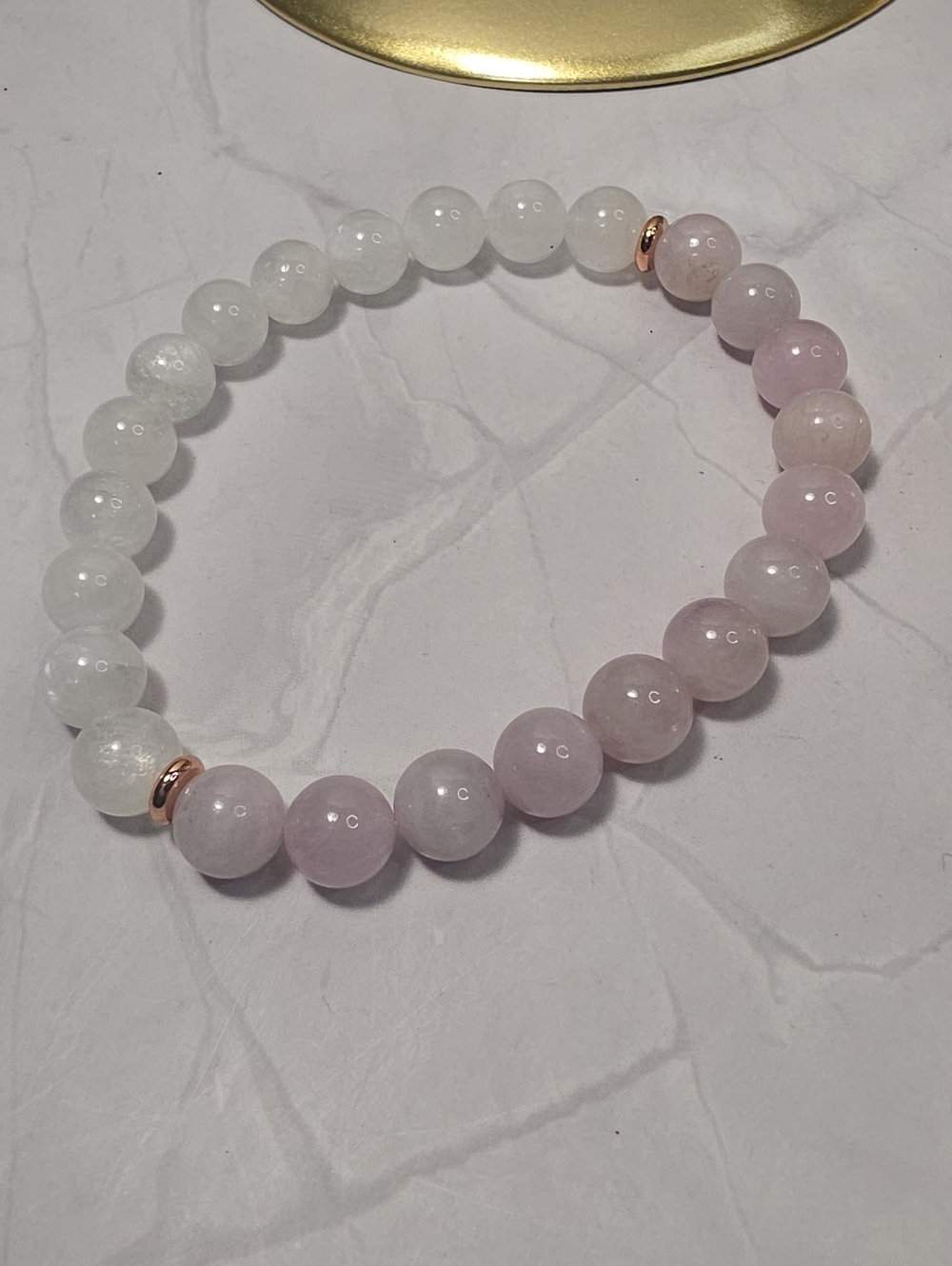 Rose Quartz and White Beaded Bracelet - Women Jewelry